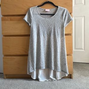 Grey and white flowy top